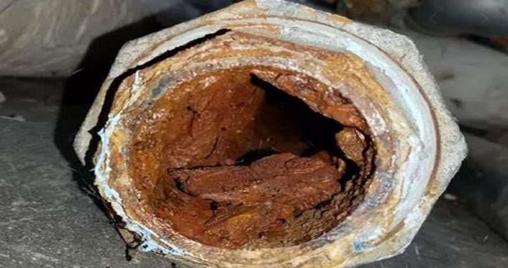 Rusted copper pipes