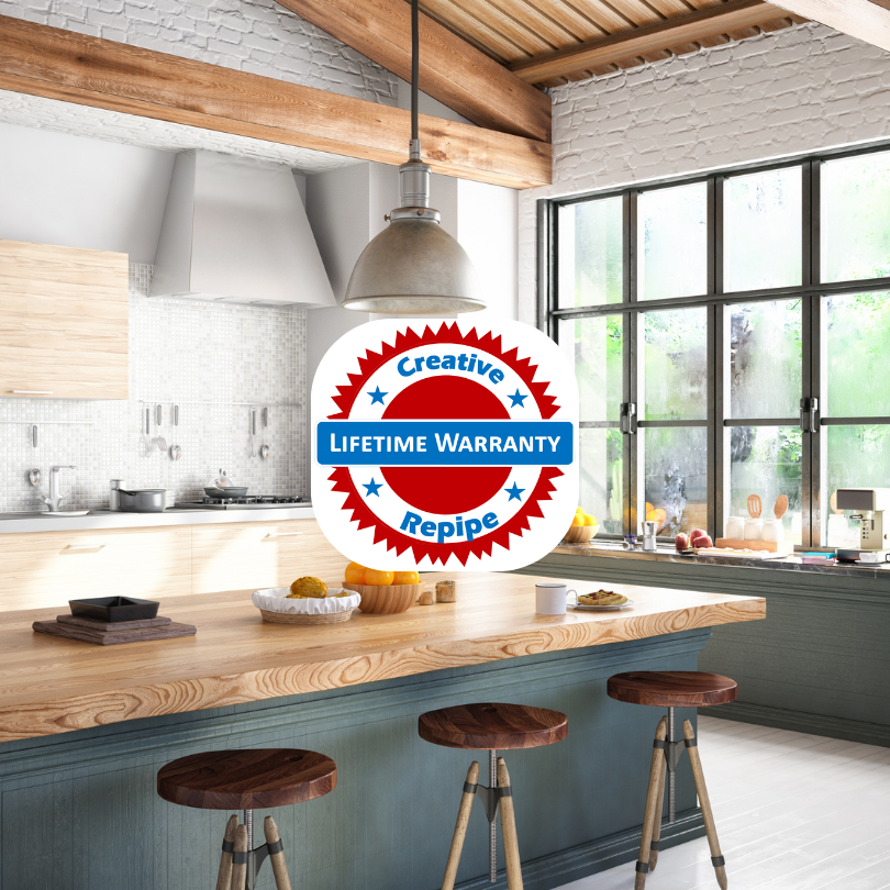 Modern kitchen after whole house repipe with clean plumbing system and no water damage or leaks