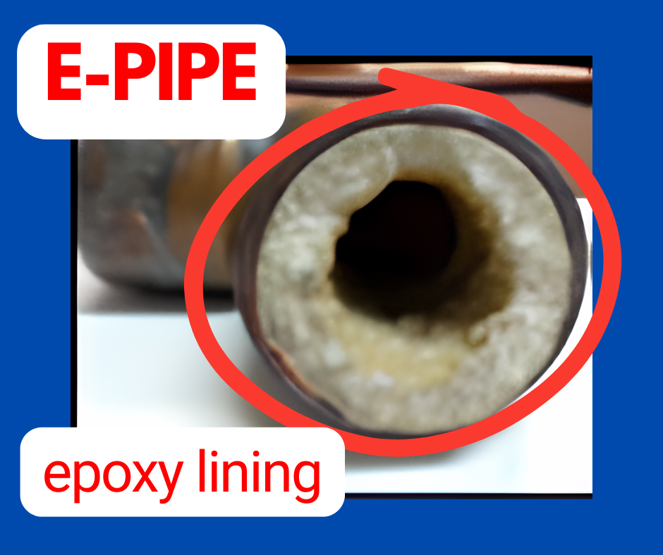 Inside view of pipe after epoxy lining showing severe flow restriction — why e-pipe reduces water pressure in California homes