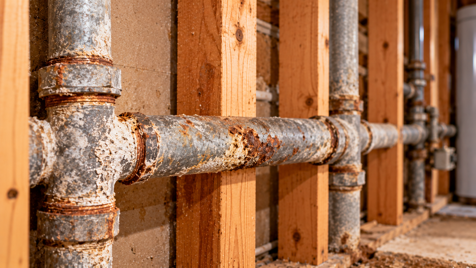 Corroded Galvanized Plumbing Pipes